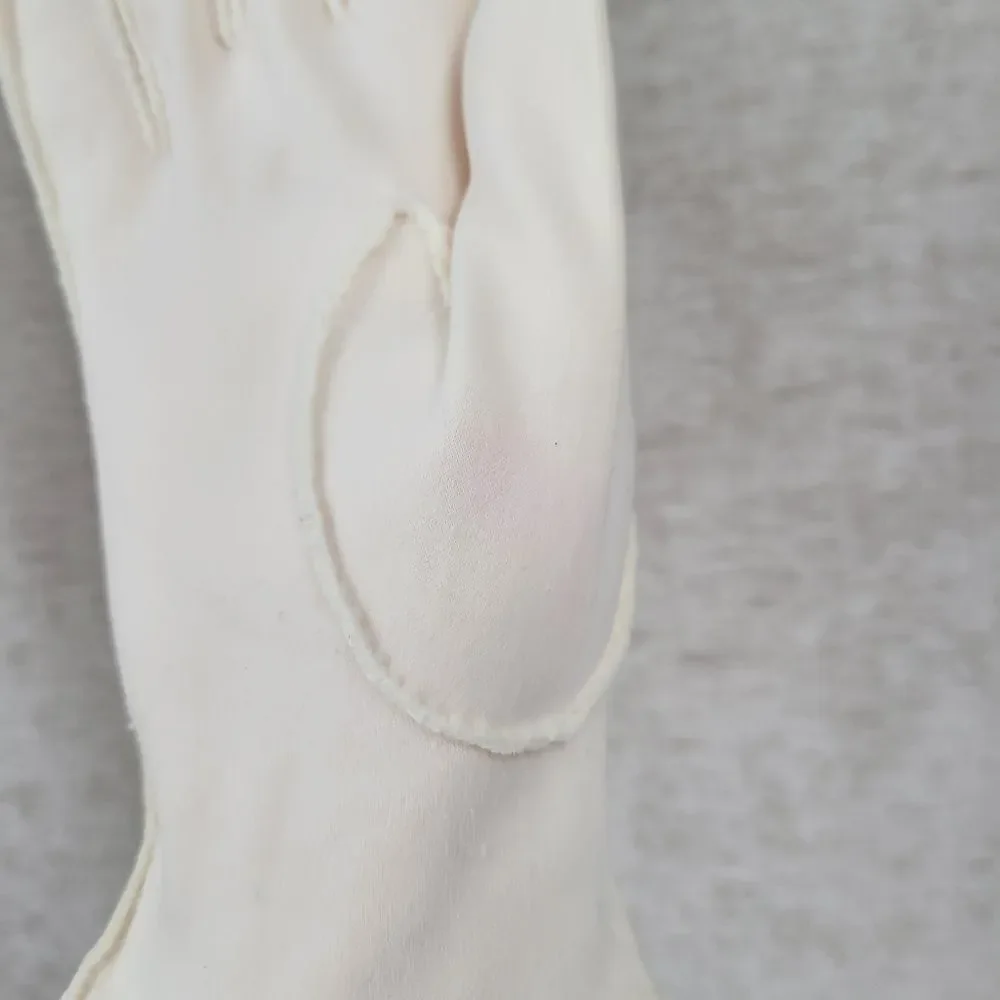 50s Vintage Cream Hand Floral Flower Embroidered Women's Dress Gloves